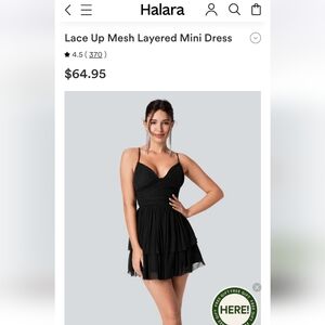 HALARA Elegant Black Mini Dress with Spaghetti Straps